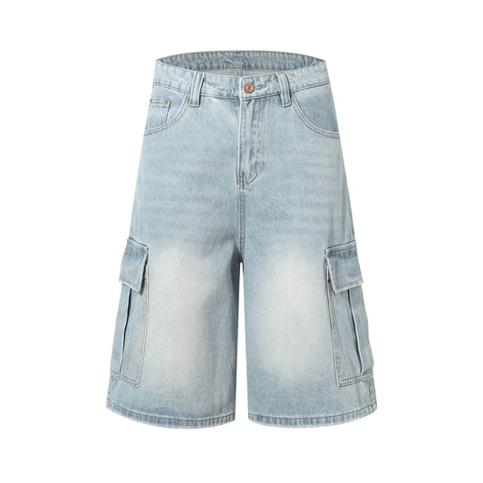Washed Multi-Pocket Denim Half Pants WN26168