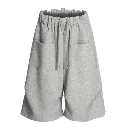 Pleats Panel Wide Leg Half Sweatpants WN26091