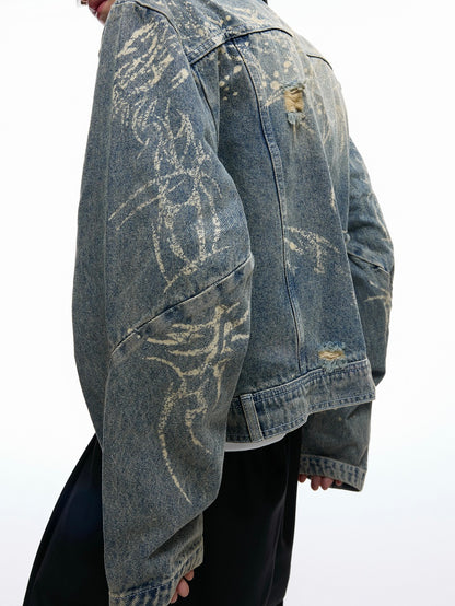 Damage Washed Zipper Jacket WN20547