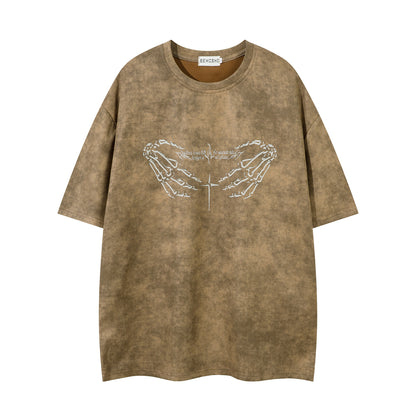 Skeleton Print Oversize Short Sleeve T-Shirt WN15115