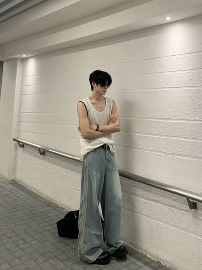 Sporty Knit Oversize Sleeveless Vest WN19888