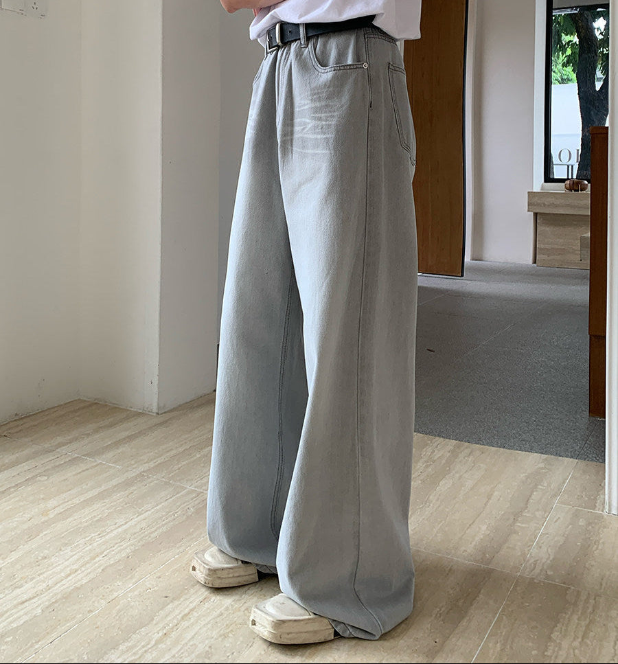 Washed Wide Leg Denim Jeans WN24995