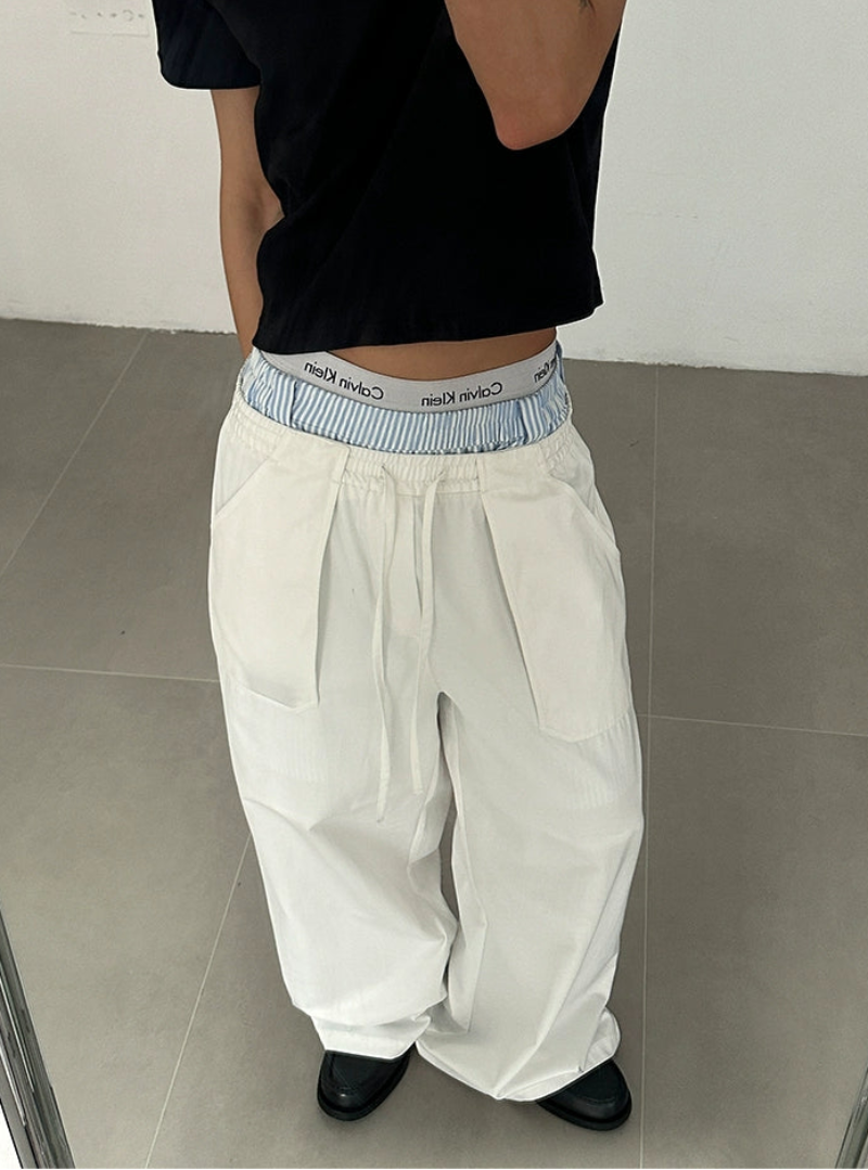 Drawstring Pocket Design Pants WN21542