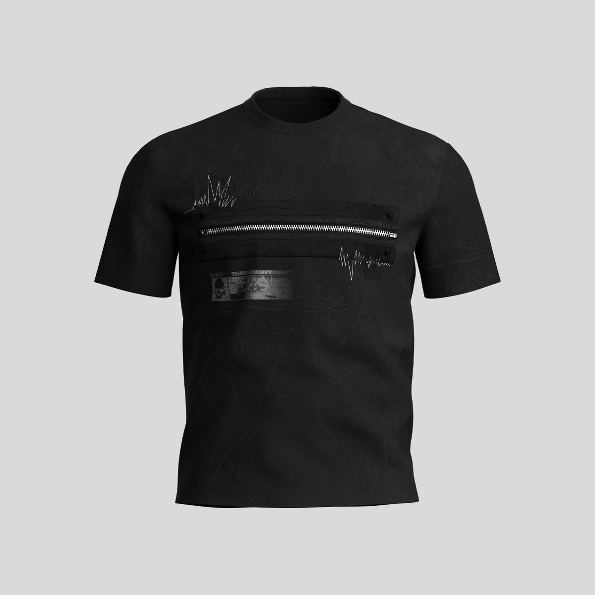 Zipper Waveform Embroidery Short Sleeve T-Shirt WN27086