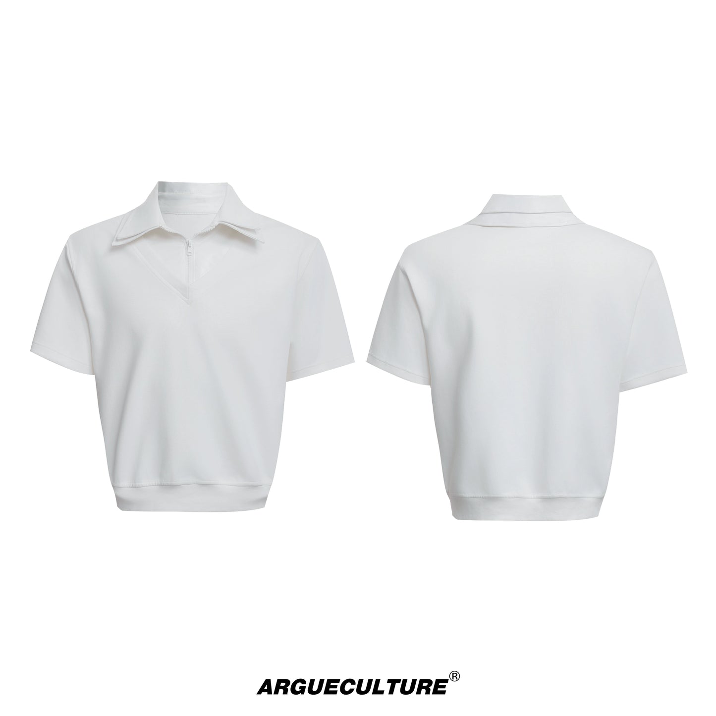 Glossy Double Collar Fake Layered Short Sleeve T-Shirt & Wide Leg Pants Setup WN18371