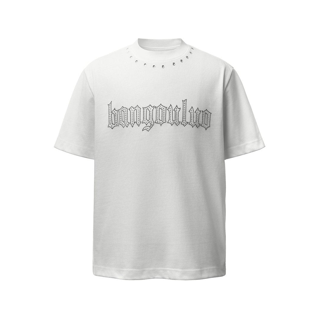 Letter Rhinestone Oversize Short Sleeve T-Shirt WN26044