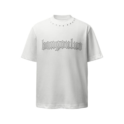 Letter Rhinestone Oversize Short Sleeve T-Shirt WN26044