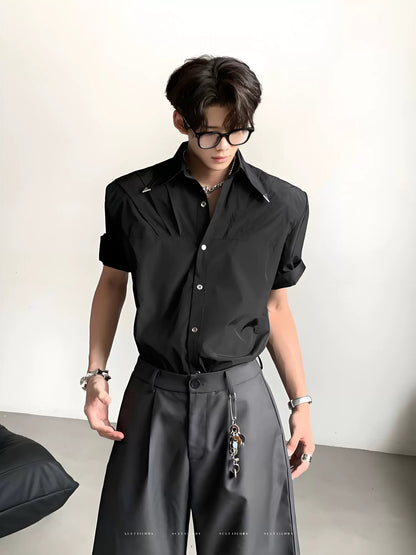 Pleated Wrinkle-Free Short Sleeve Shirt WN20089