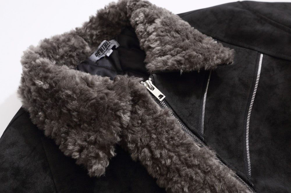 Fake Fur Trim Suede Quilting Jacket WN27914