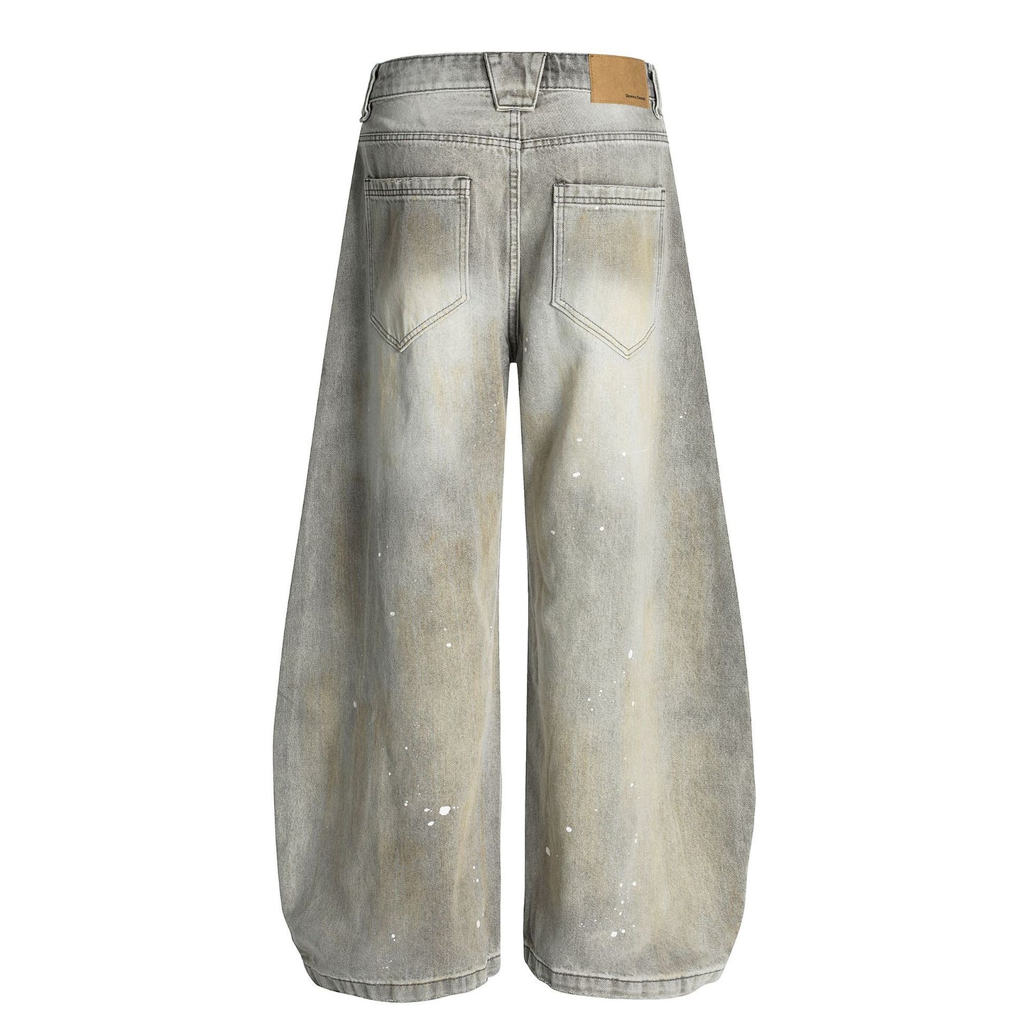 Ink Splash Damage Curved Wide Leg Denim Jeans WN26166