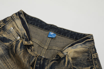Washed Fade Wide Leg Denim Jeans WN25414