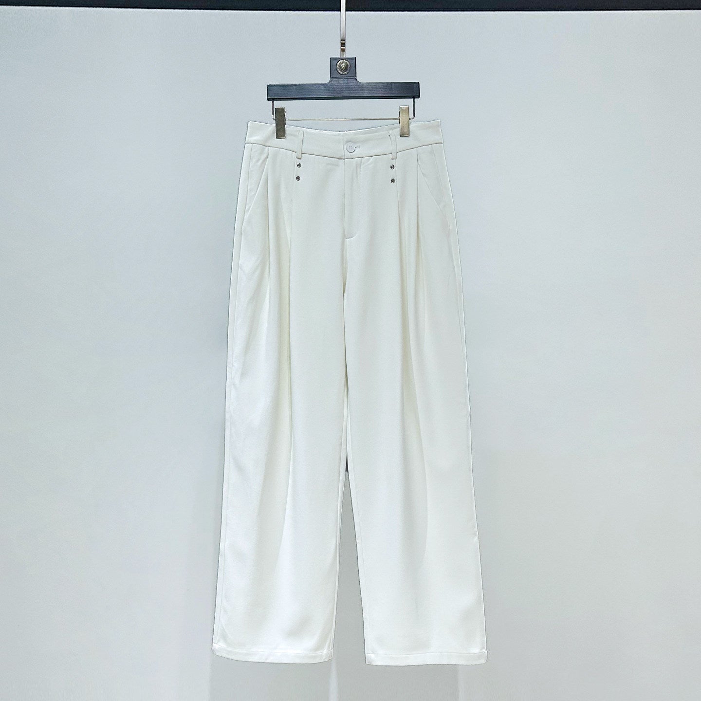 Badge Standing-Collar Short Jacket & Straight Trousers Setup WN23860