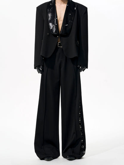 PU Leather Wide Leg Straight Pants & Jacket Setup WN21967