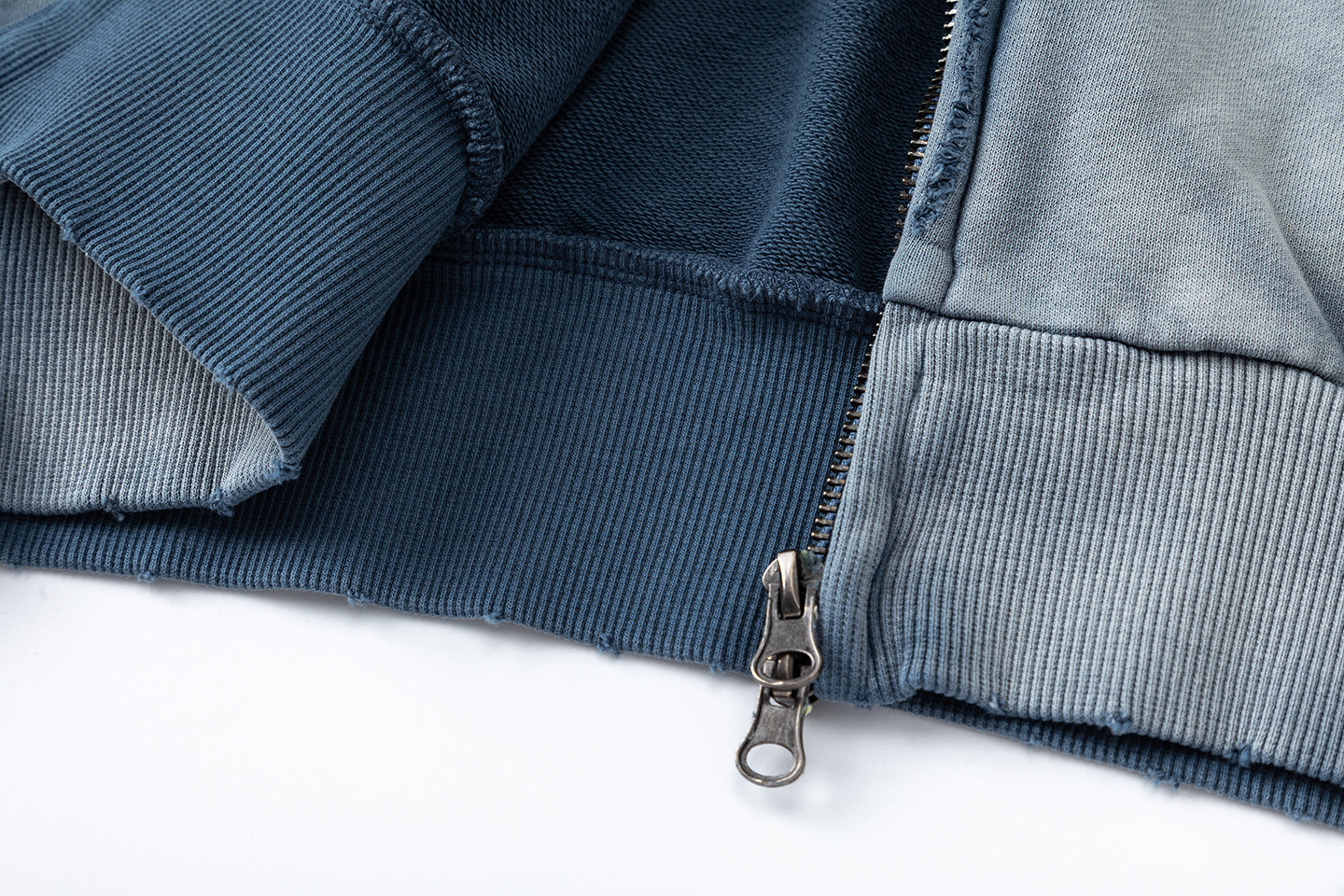 Washed Damage Print Boxy Zipper Hoodie WN25868