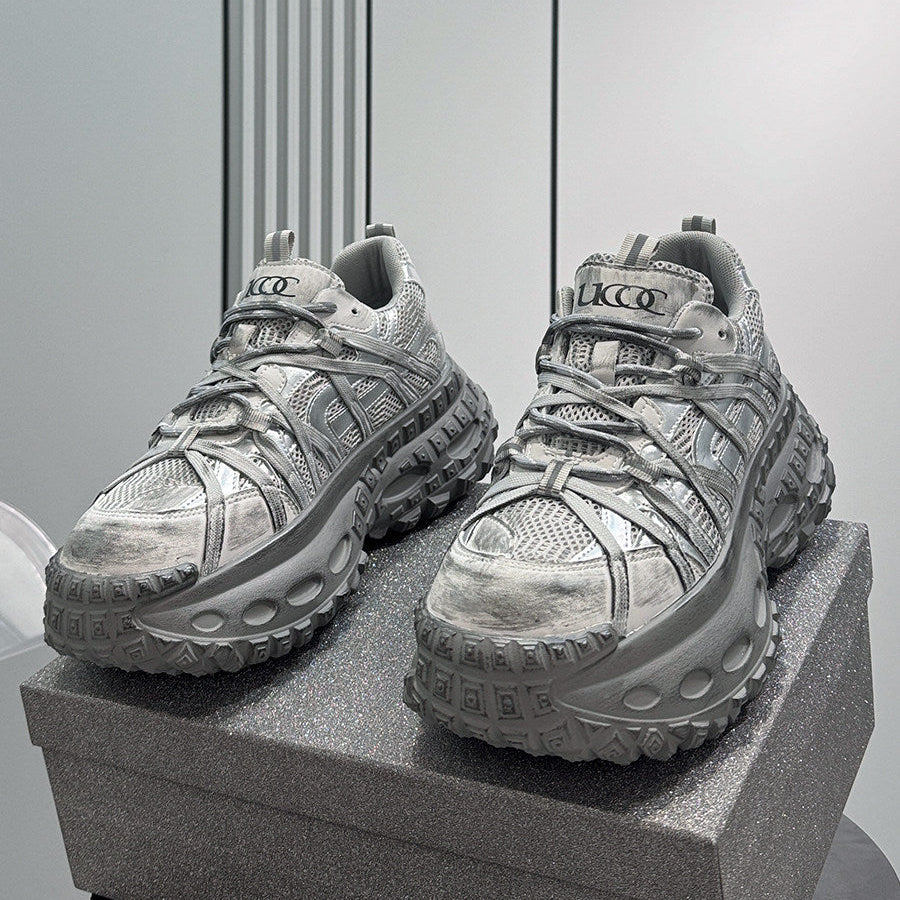 Metallic Mesh Strap Chunky Sole Sneakers WN24615