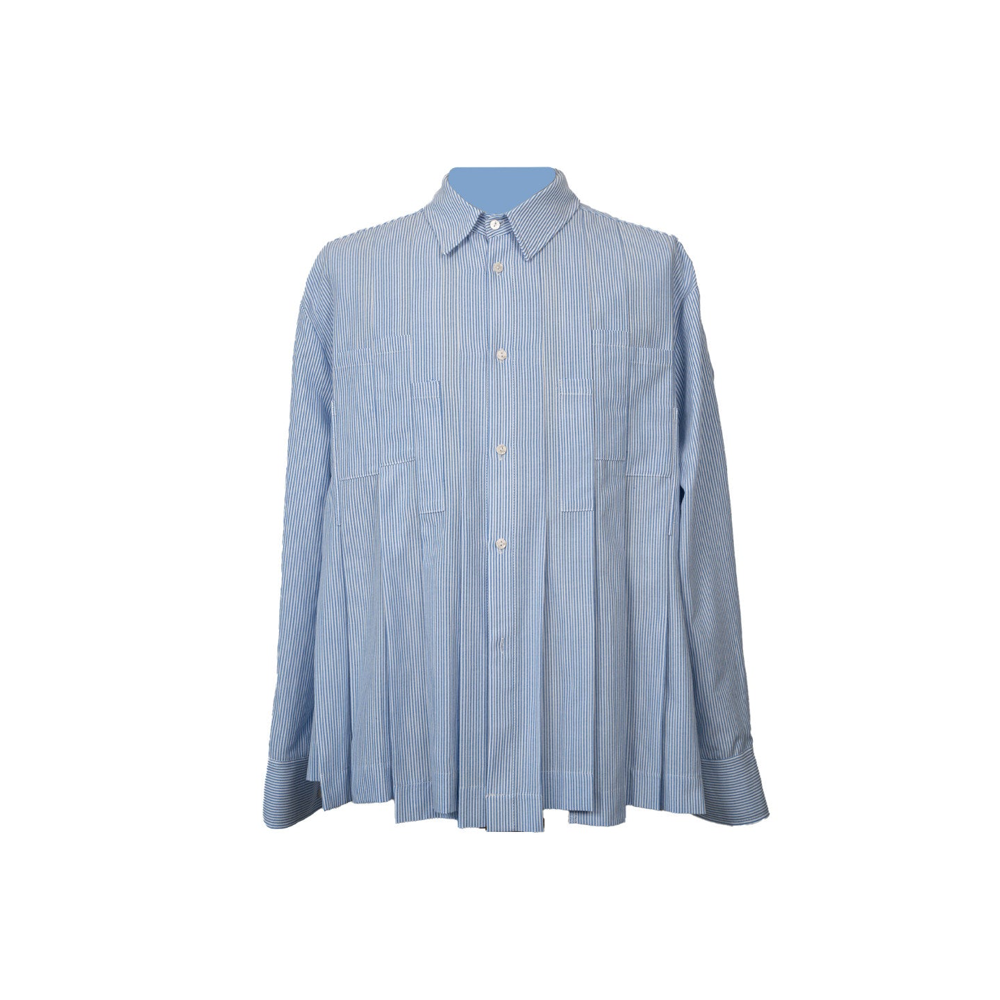 Stripe Pleats Design Long Sleeve Shirt WN23624