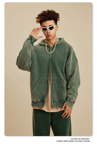 Oversize Washed Zipper Hoodie WN6461