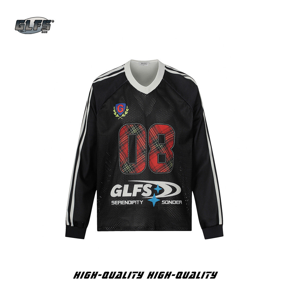 Oversize Mesh Sporty Number Long Sleeve T-Shirt WN26536