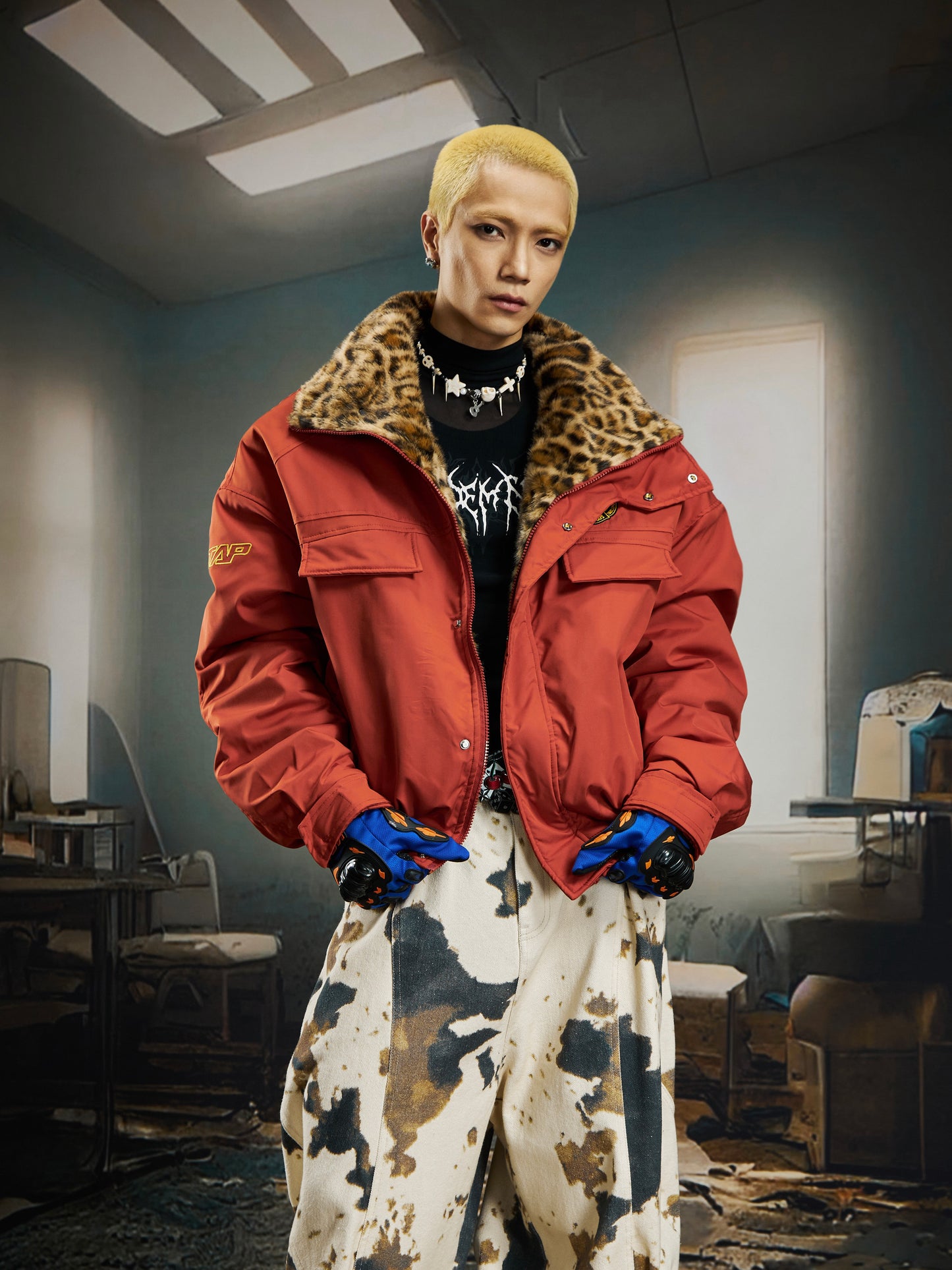 Leopard Print Oversize Short Puffer Jacket WN22775