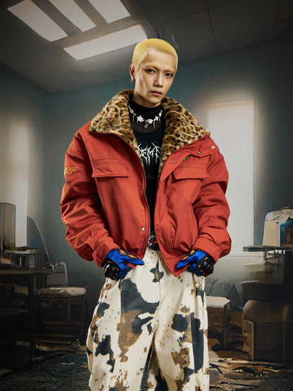Leopard Print Oversize Short Puffer Jacket WN22775