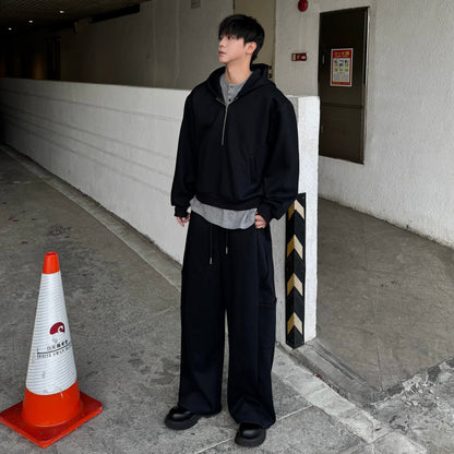 Half Zipper Hoodie & Wide Leg Pants Setup WN25188