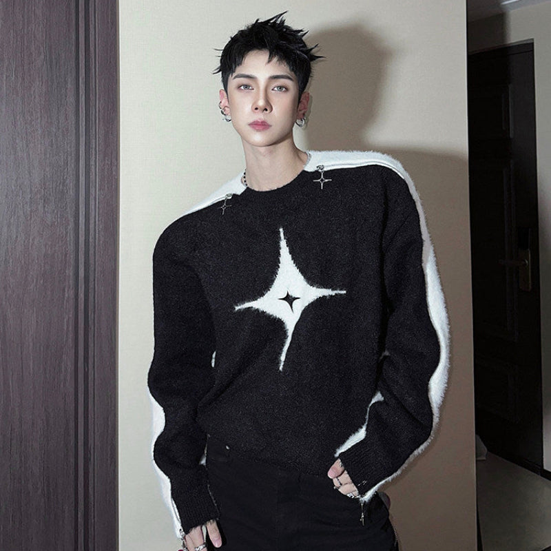 Star Pattern Oversize Knit Sweater WN25159