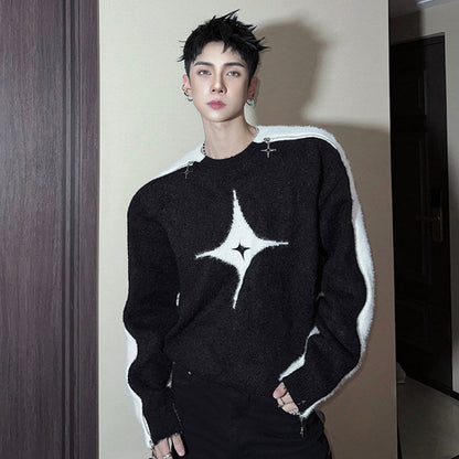 Star Pattern Oversize Knit Sweater WN25159