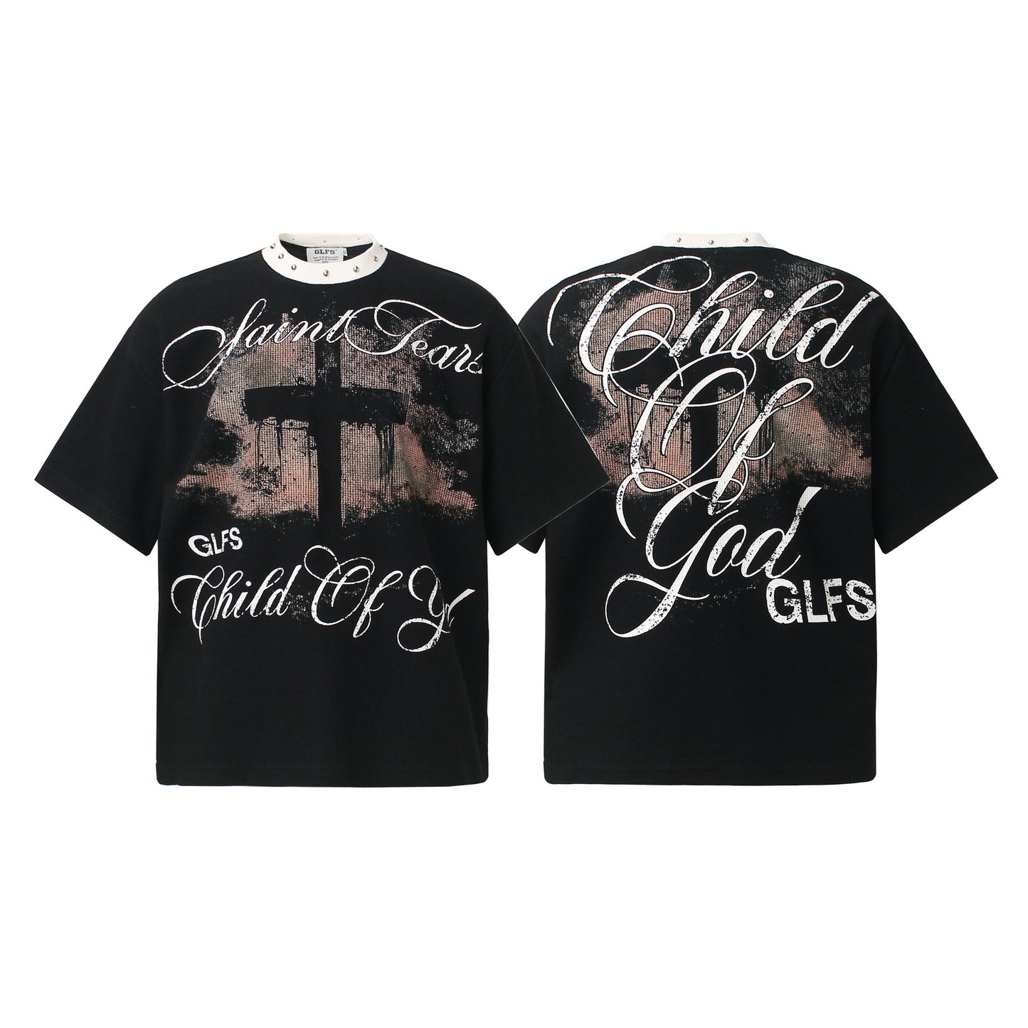 Waffle Graffiti Print Oversize Short Sleeve T-Shirt WN25933