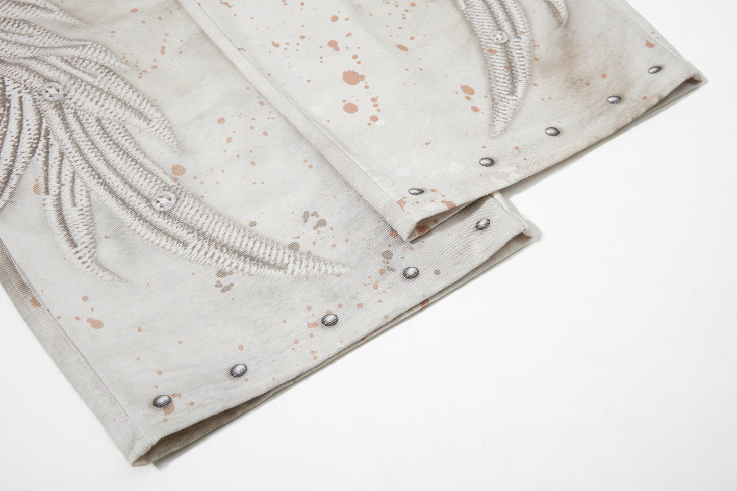 Studs Paint Wing Wide Leg Denim Jeans WN25752