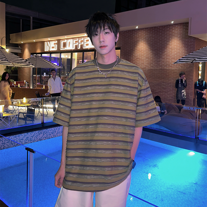 Oversize Stripe Short Sleeve T-Shirt WN25214