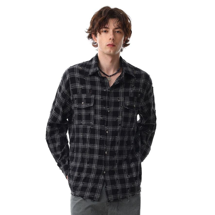 Plaid Damage Wash Long Sleeve Shirt WN25716
