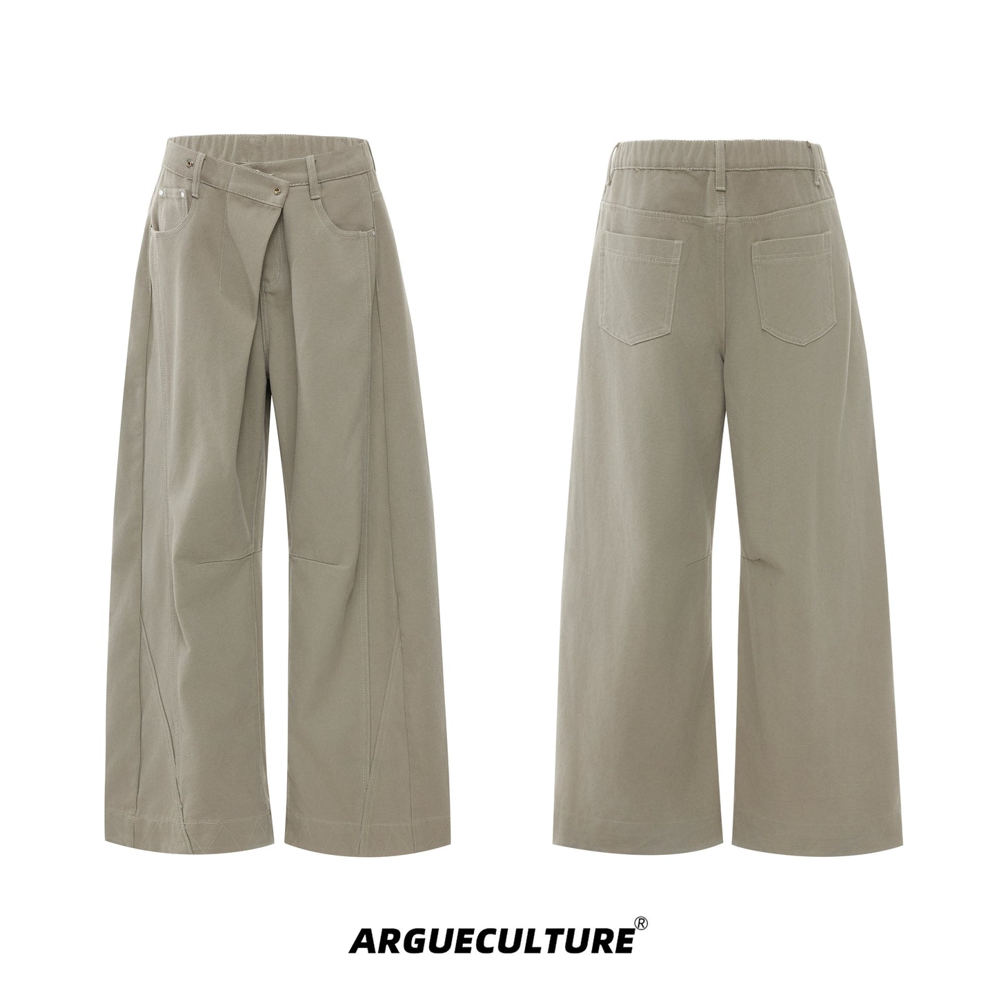 Washed Standing-Neck Cargo Jacket & Wide Leg Pants Setup WN21235