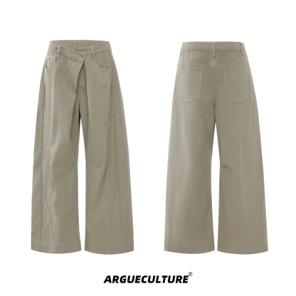 Washed Standing-Neck Cargo Jacket & Wide Leg Pants Setup WN21235