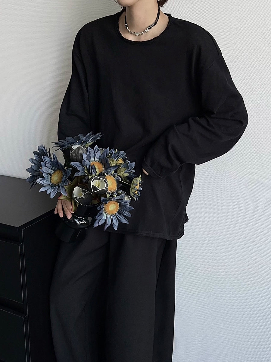 Simple Basic Oversize Long Sleeve T-Shirt WN19362