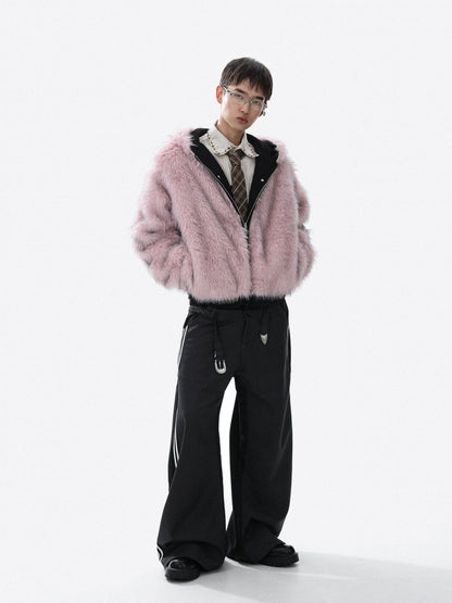 Reversible Fake Fur-Collar Warm Zipper Hooded Jacket WN22112