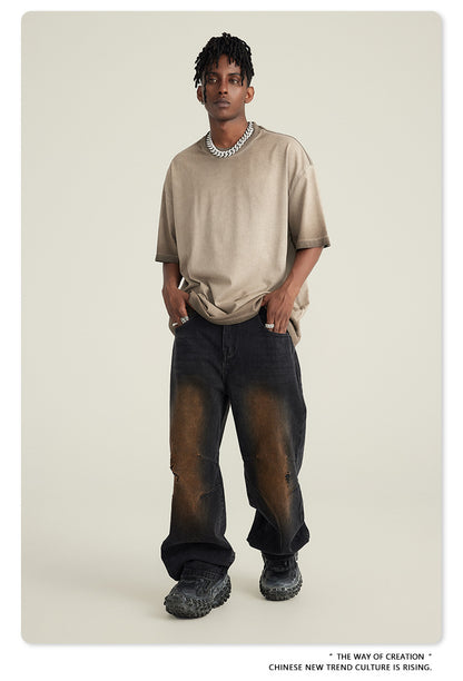 Washed Gradient Pure Cotton Sleeveless T-Shirt WN6075