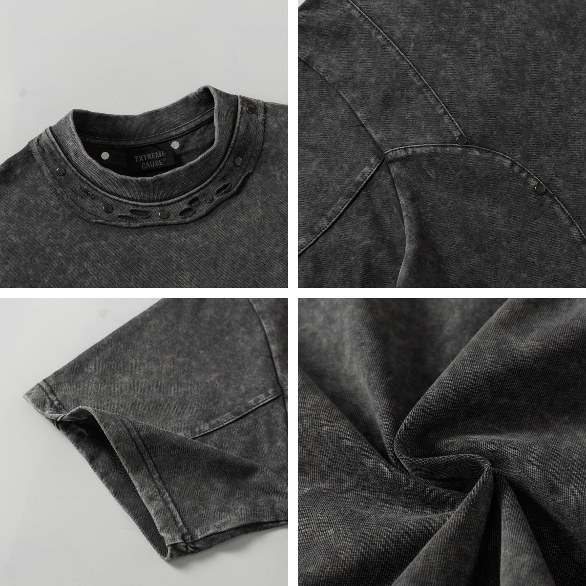 Studs Washed Short Sleeve T-Shirt WN26765