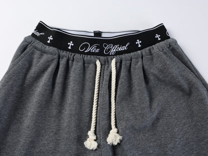 All-Over Graffiti Crackle Puff Print Wide Leg Sweatpants WN27852