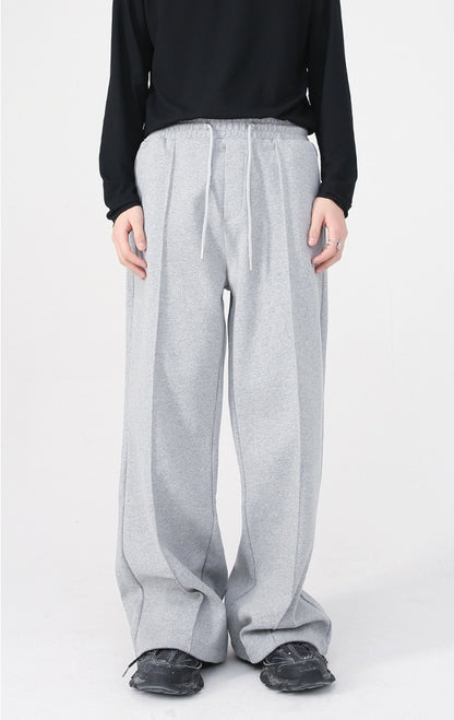 Fake Layered Short Zipper Hoodie & Tuck-in Wide-Leg Sweatpants Setup WN9378