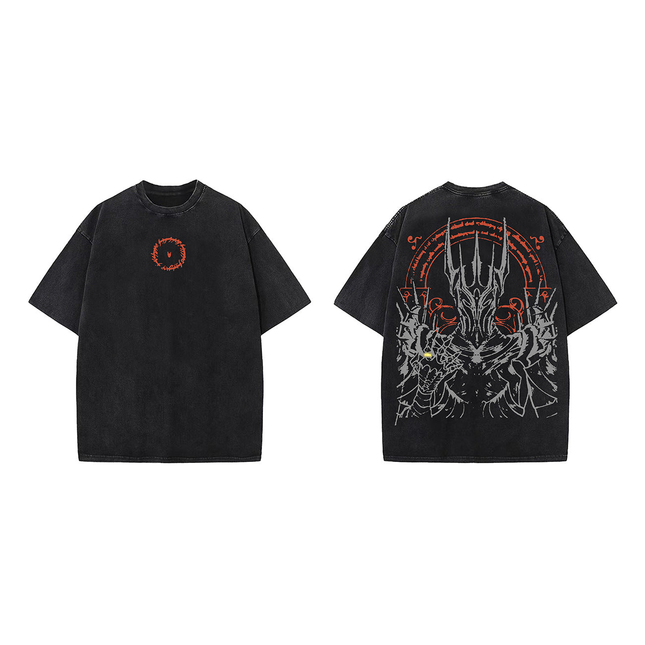 Washed Knight Print Oversize Short Sleeve T-Shirt WN26904