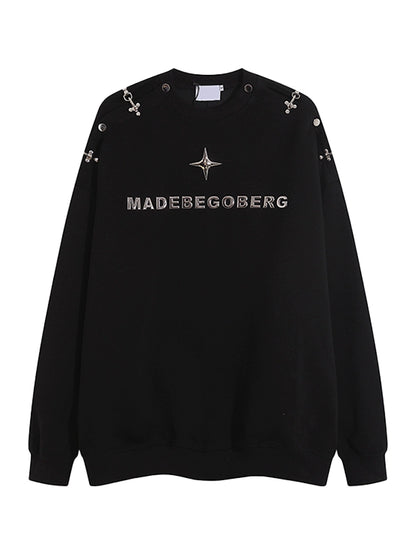 Metal Toggle 3D Lettering Crewneck Sweatshirt WN10351