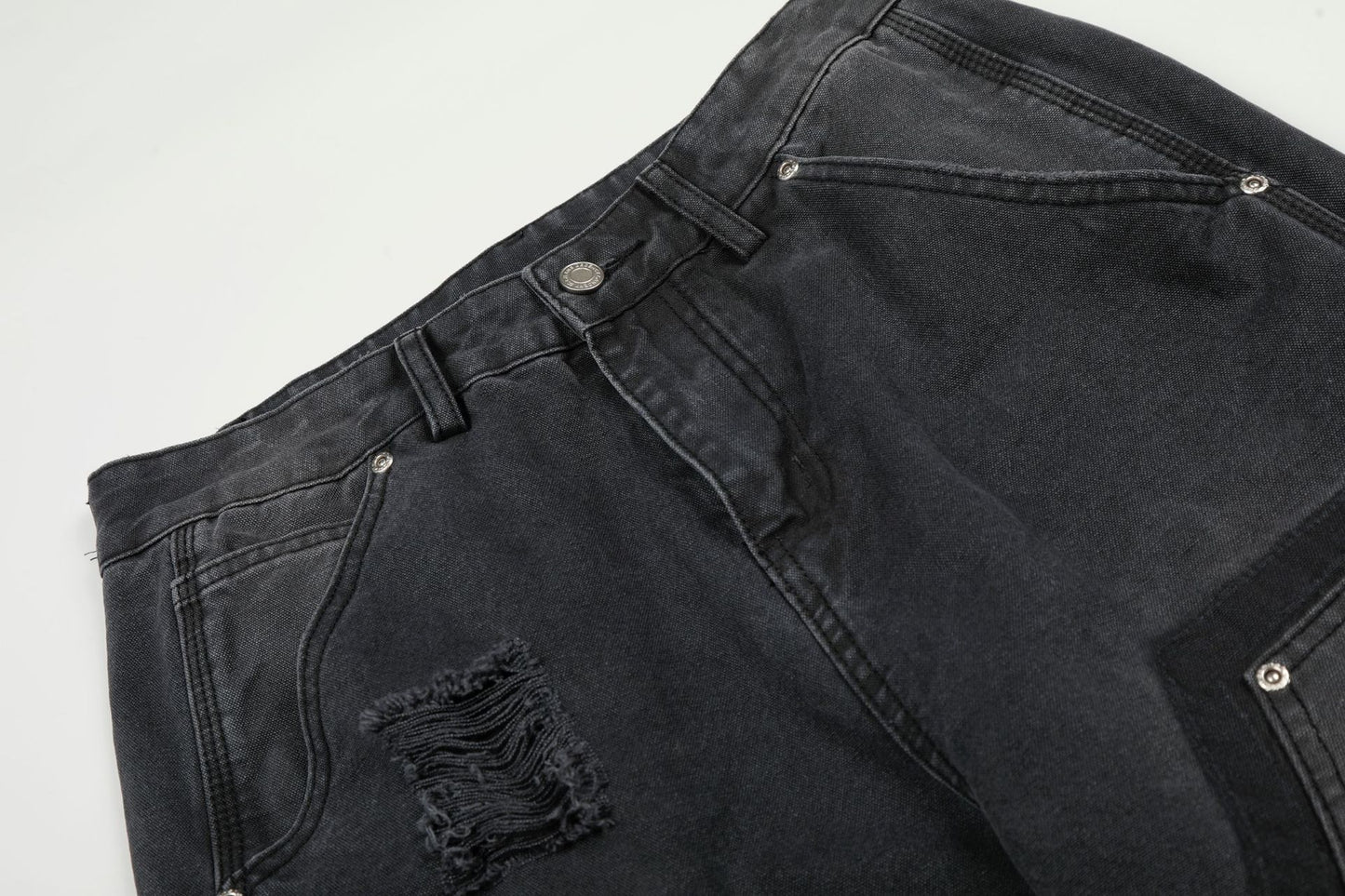 Washed Damage Wide Leg Denim Jeans WN26058
