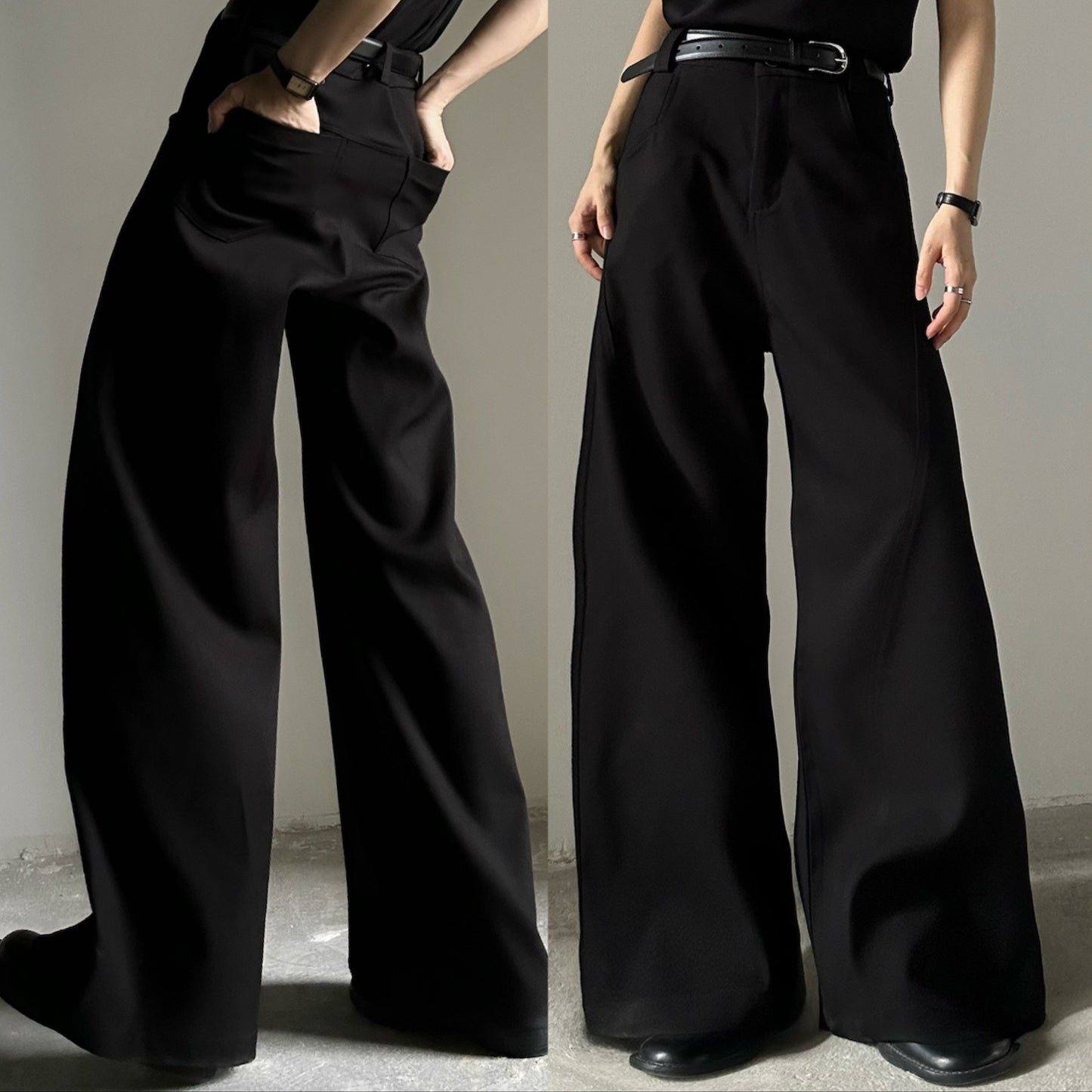 High-Waist Belted Wide Leg Trousers WN23125