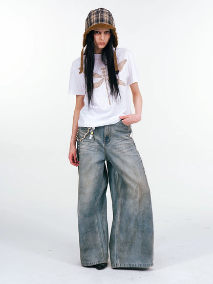 Beaded Wash Design Denim Jeans WN18924