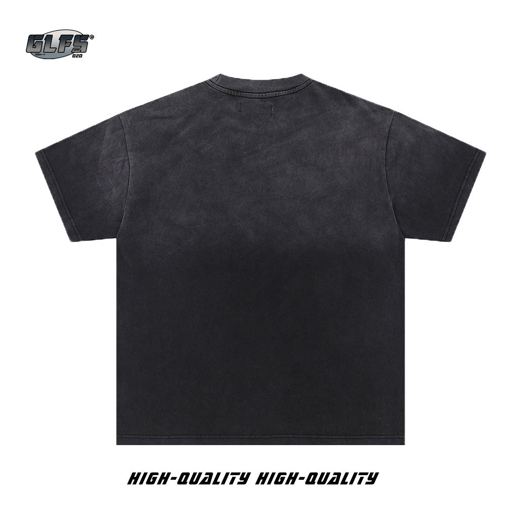 Graphic Art Letter Print Short Sleeve T-Shirt WN26428
