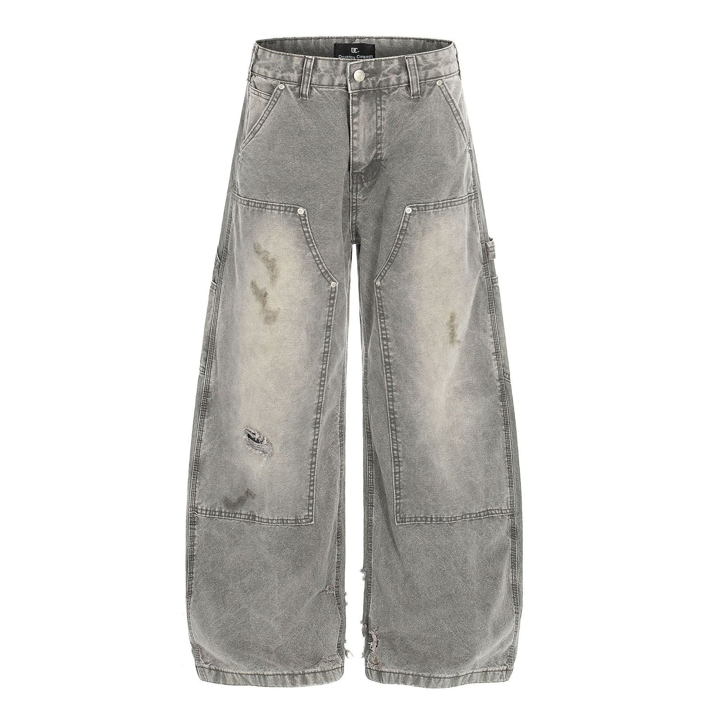 Deconstruction Damage Wide Leg Denim Jeans WN25818