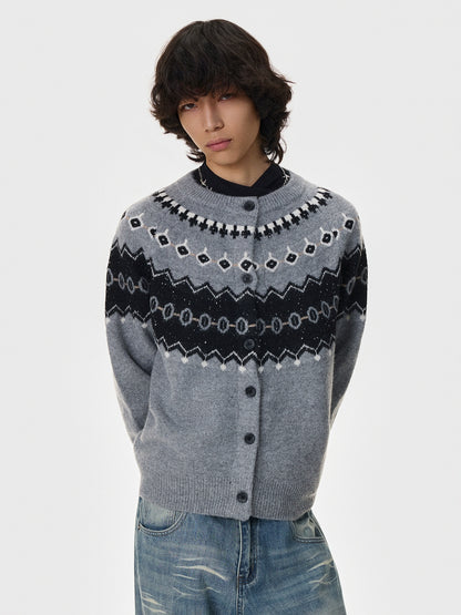 Fair Isle Jacquard Knit Cardigan WN21400