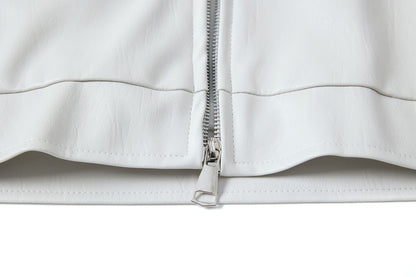 Deconstruction Letter Patch PU Leather Jacket WN25981
