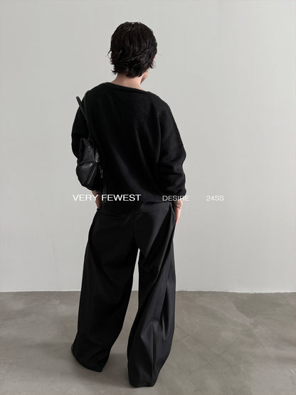 Heavyweight Pleats Wide-Leg Trousers WN15267