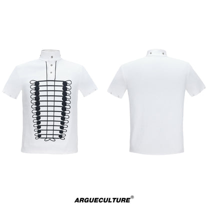 Chain Embroidery High-Neck Short Sleeve T-Shirt WN26989